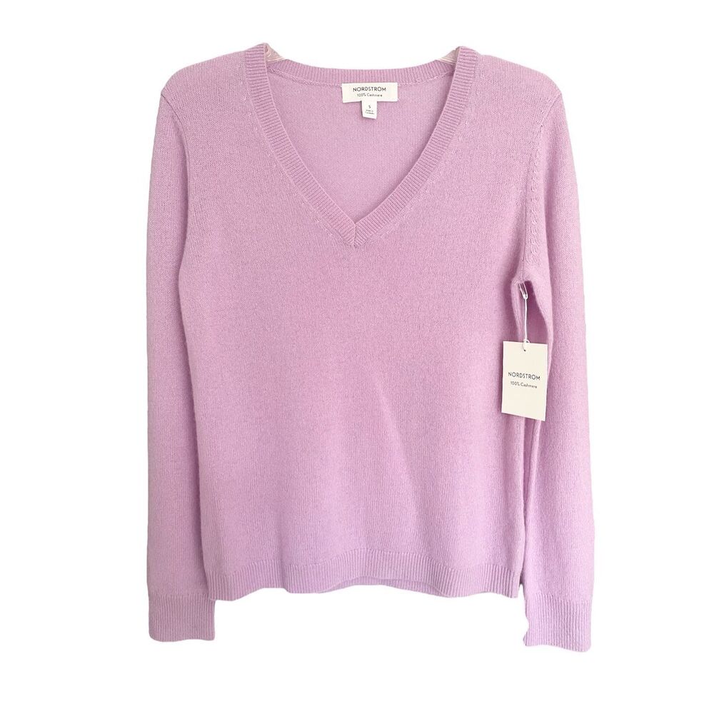 Nordstrom 100% Cashmere V Neck Sweater NWT Sz S - Picture 2 of 6